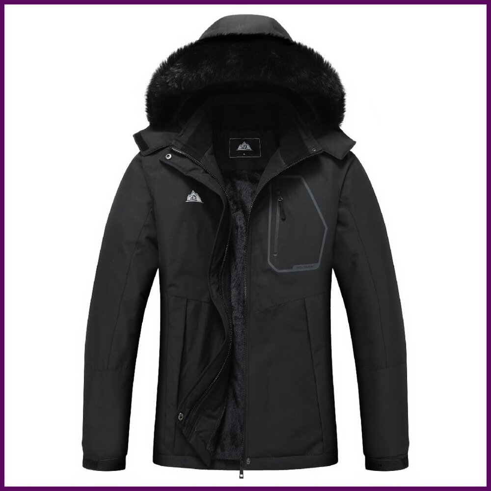 Women's Insulated Waterproof Ski Jacket with Detachable Hood
